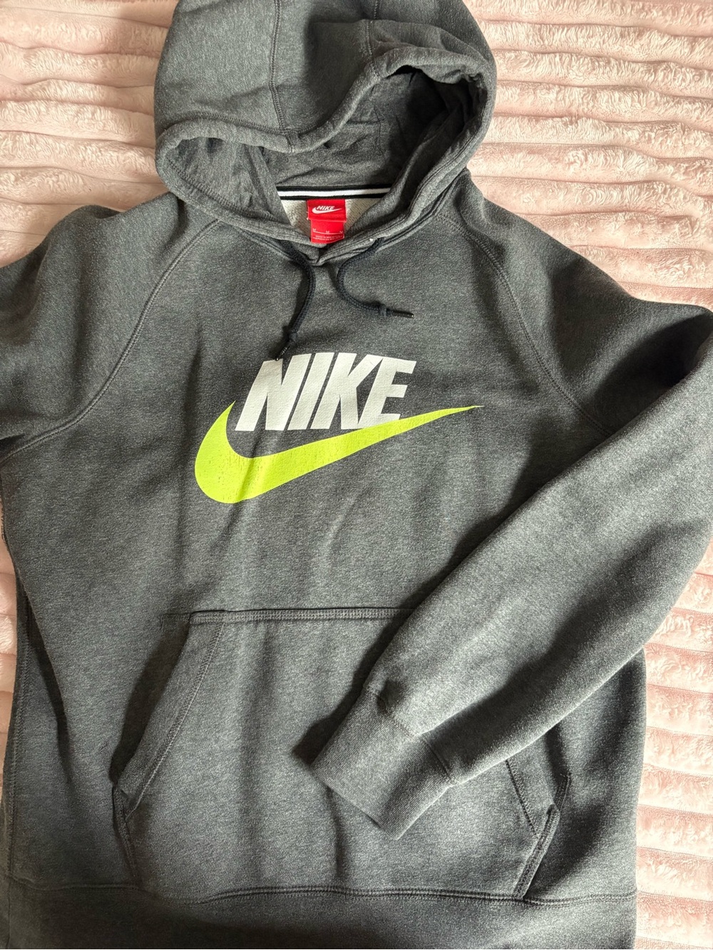 Nike Dark Gray Hoodie with Neon Green Swoosh